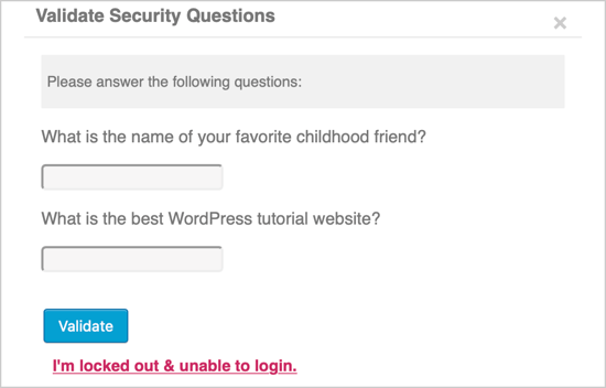 Security question plugin for WordPress