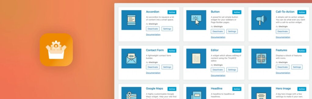 Pacote de widgets do SiteOrigins