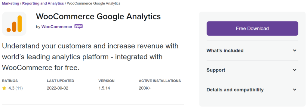 The WooCommerce Google Analytics extension