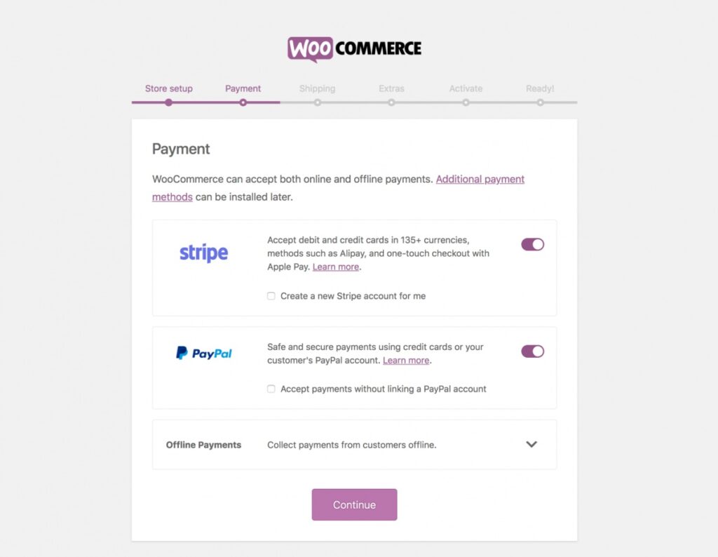 WooCommerce payment configuration options
