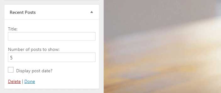 WordPress recent posts widget settings