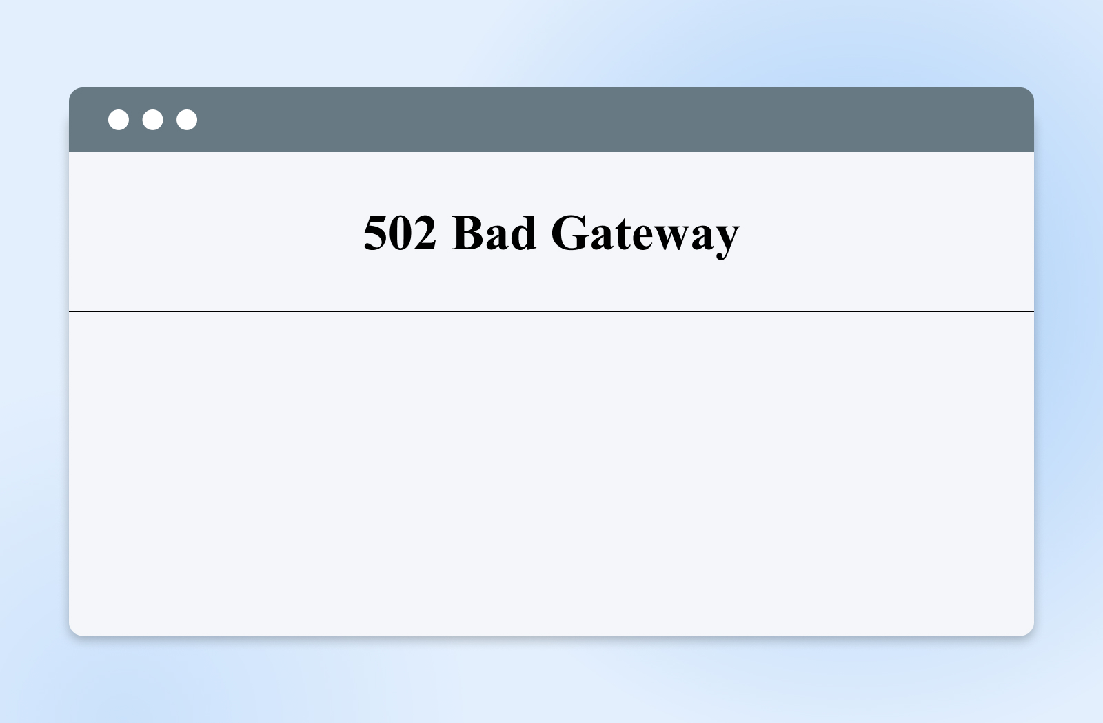 Ejemplo visual de un error 502 Gateway