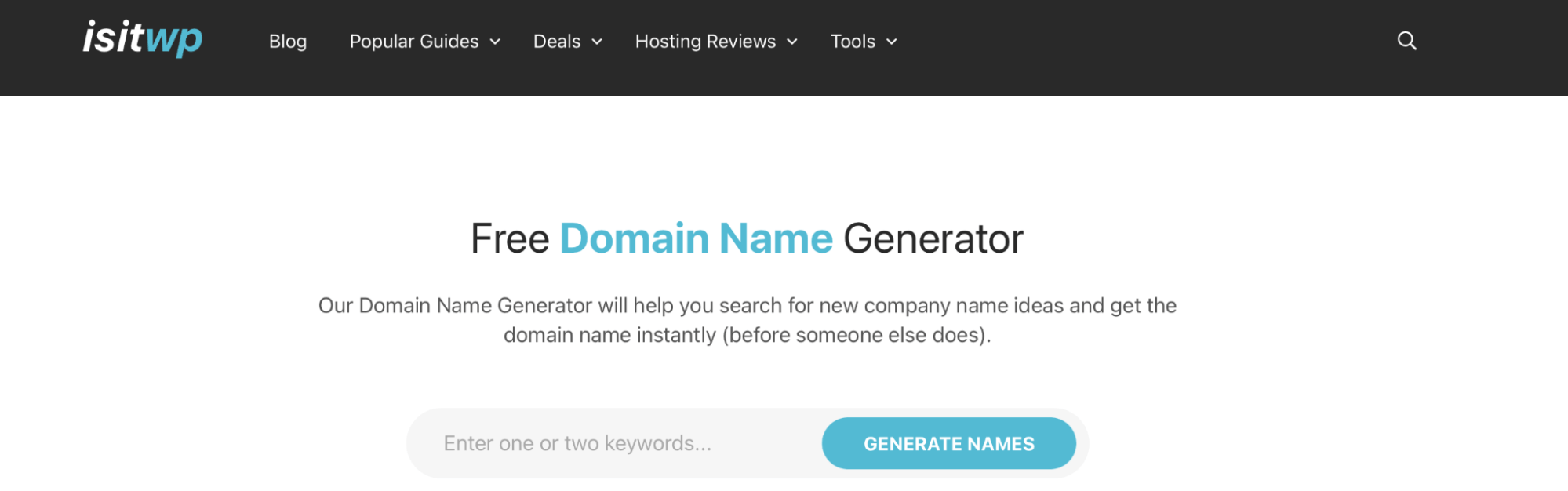 IsItWP free domain name generator