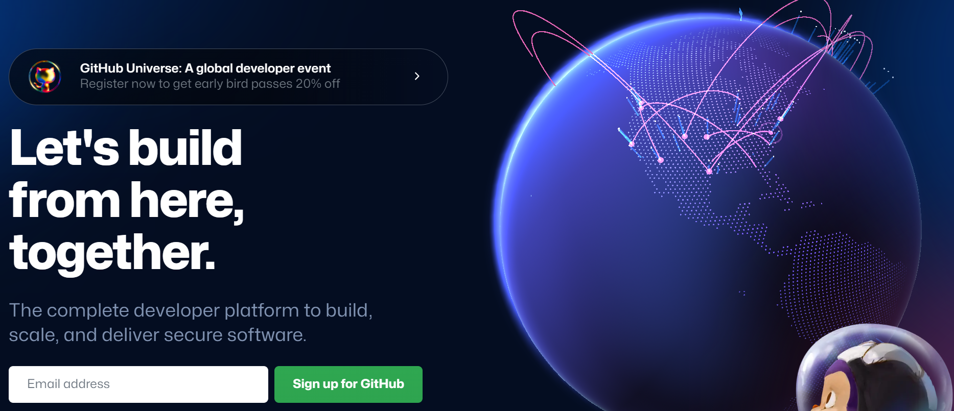 The signup form for Github