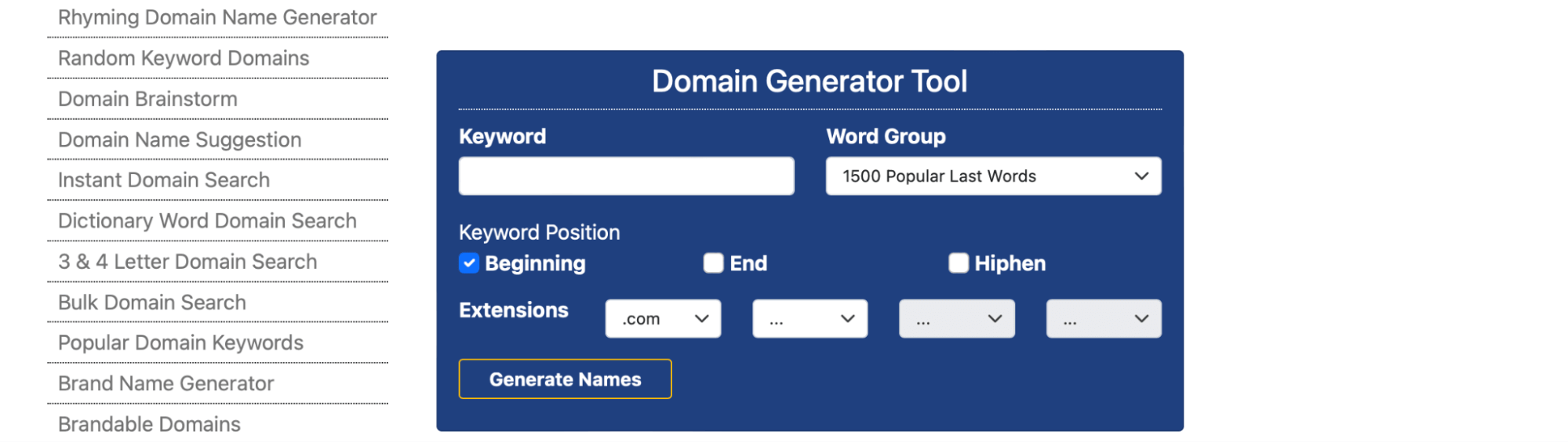 Namestall domain generator