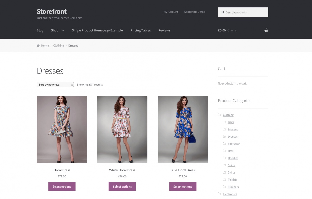 the WooCommerce Storefront theme