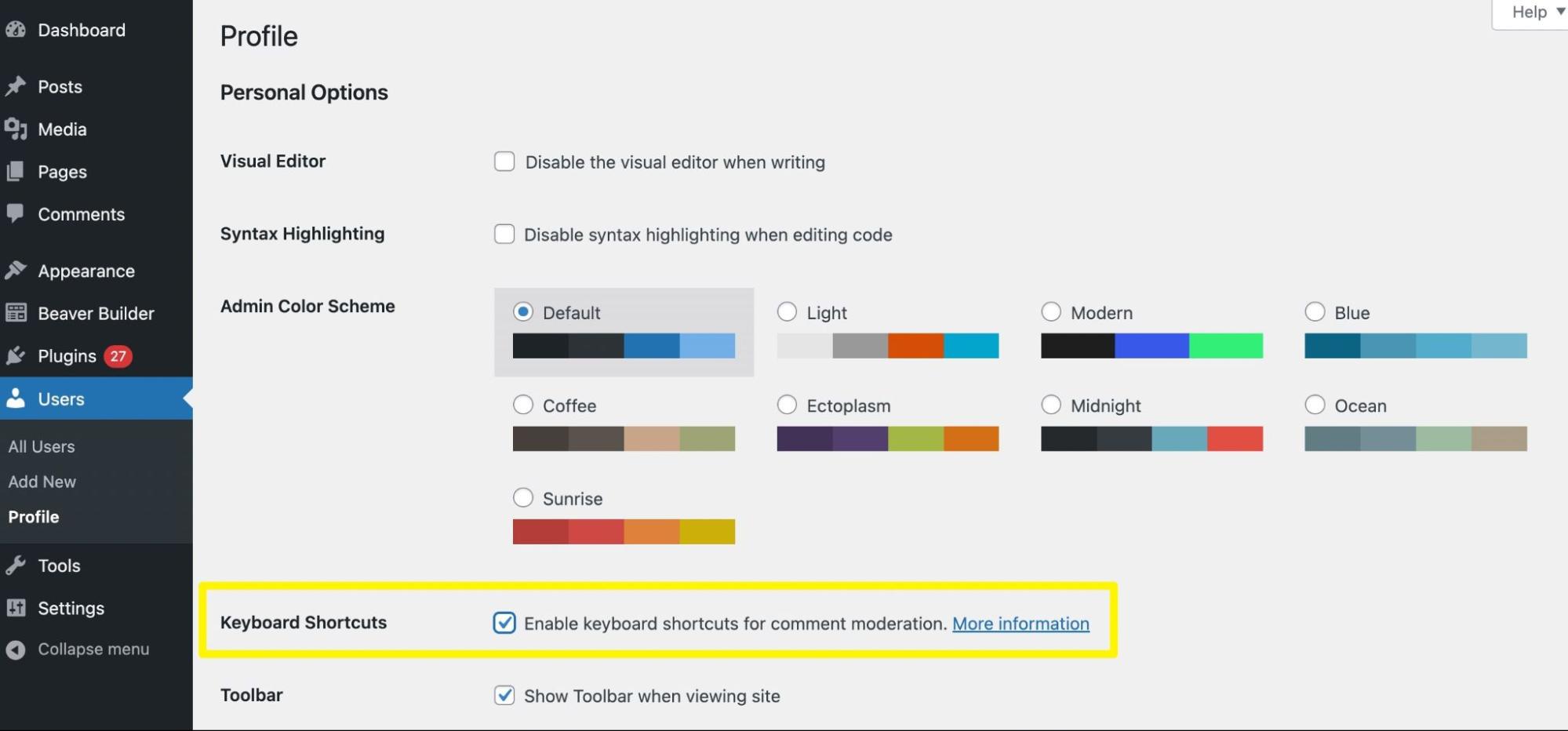 Enable comment keyboard shortcuts