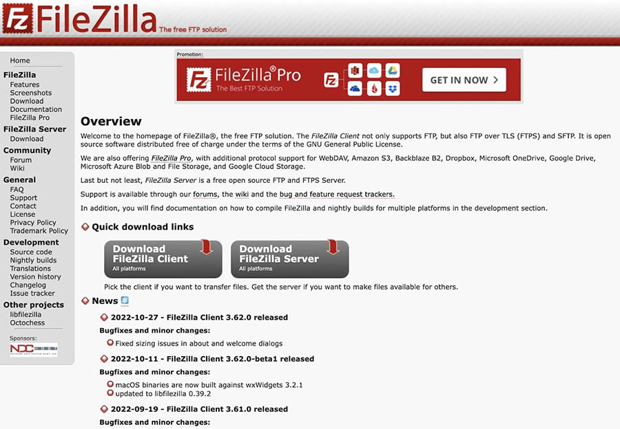 Cliente FTP FileZilla