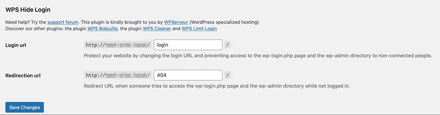 Configura el plugin WPS Hide Login en WordPress.
