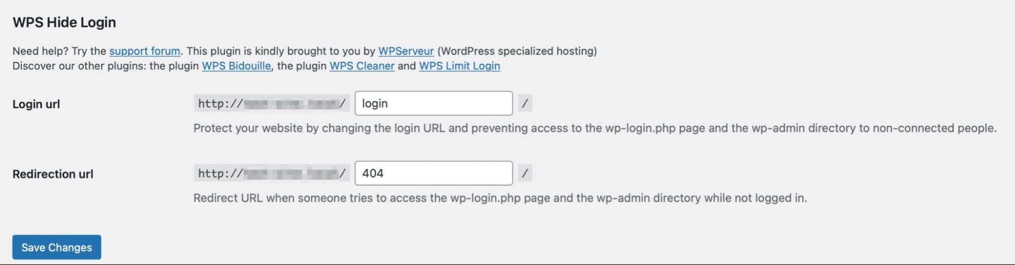 Configure the WPS Hide Login plugin on WordPress