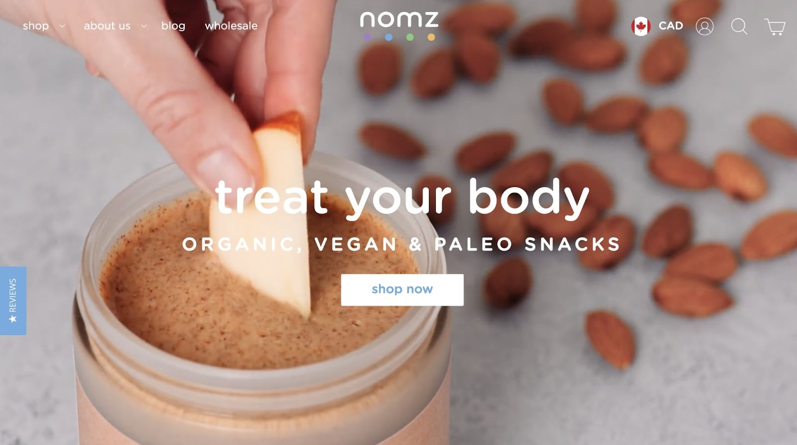 Nomz website hero