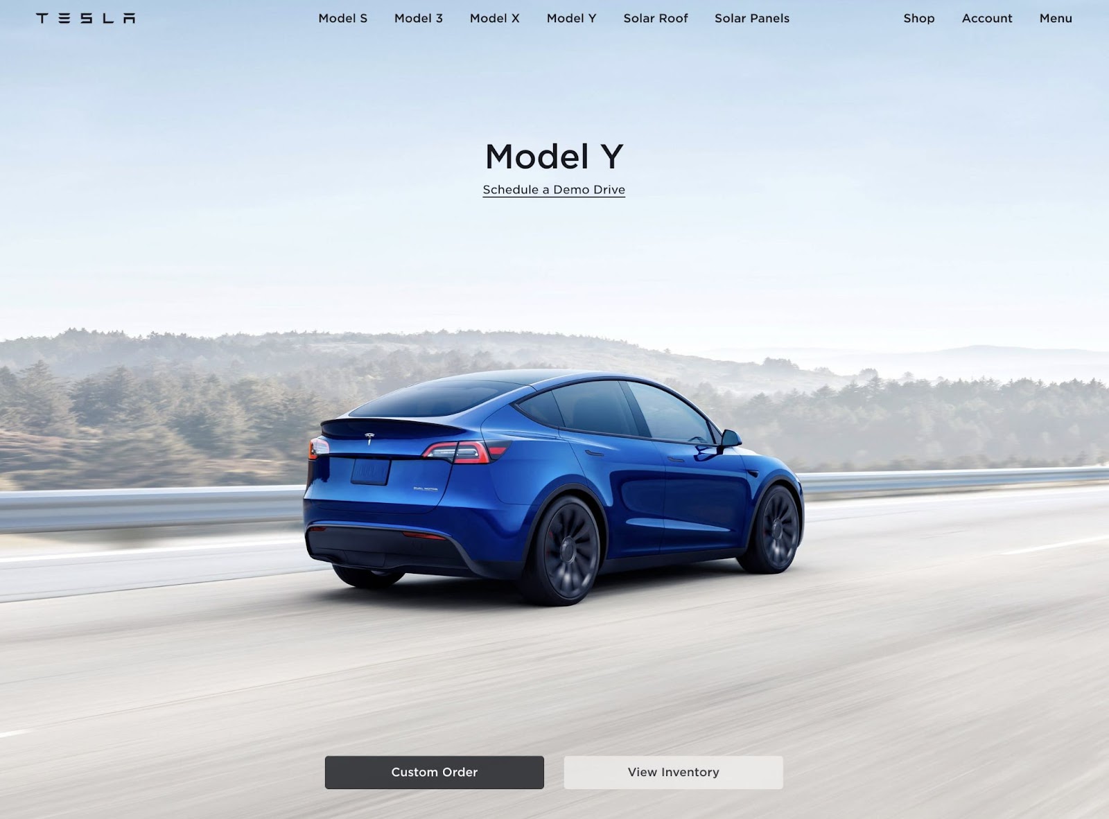 Tesla homepage hero