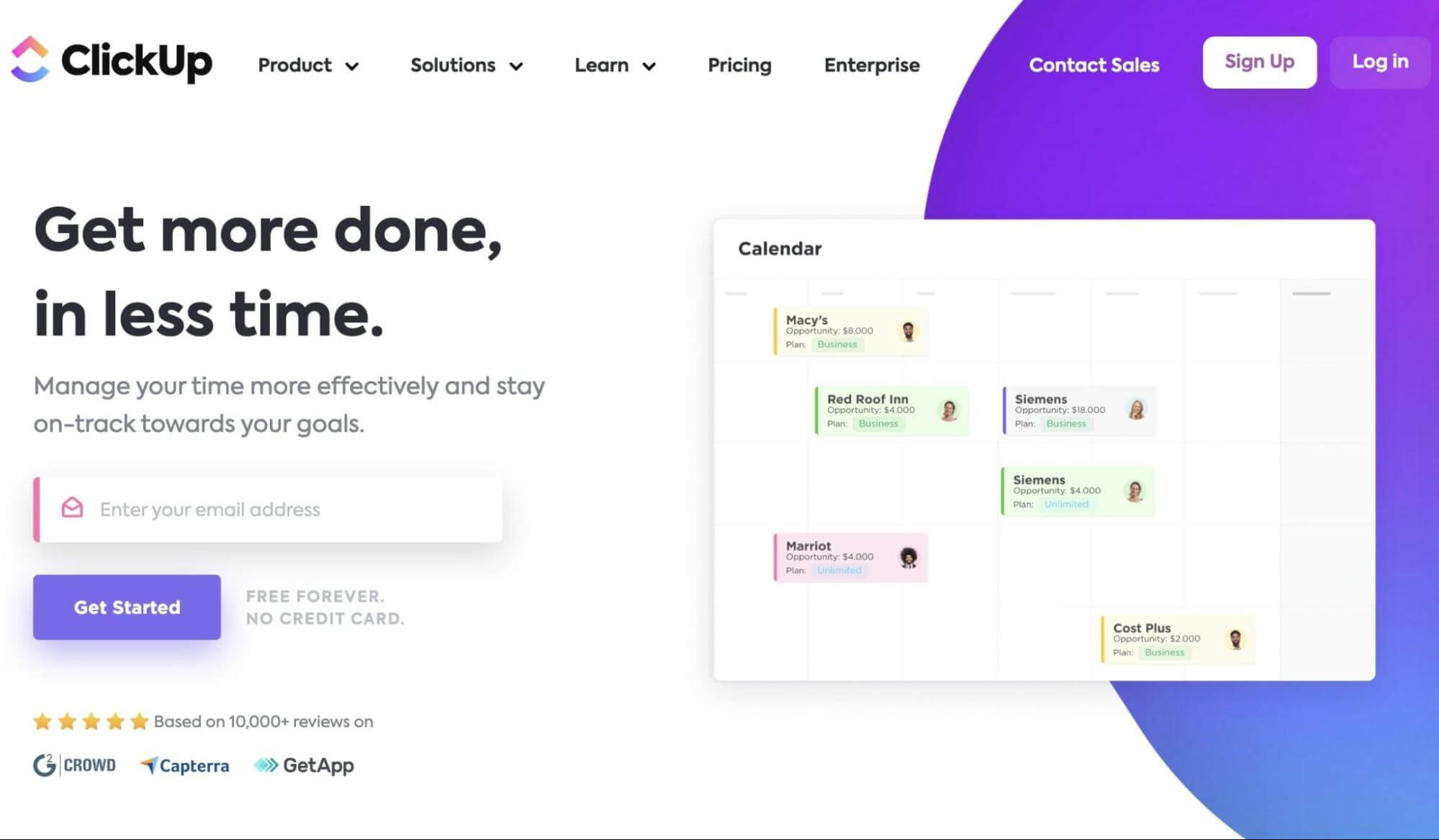 ClickUp landing page