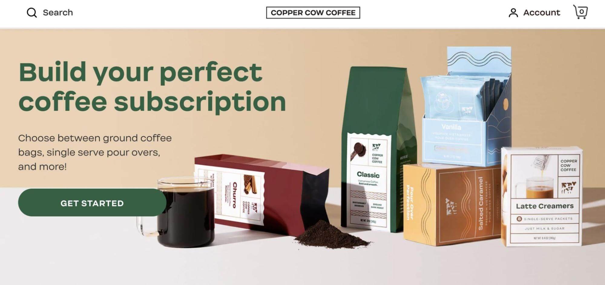 Copper Cow Coffee landing page