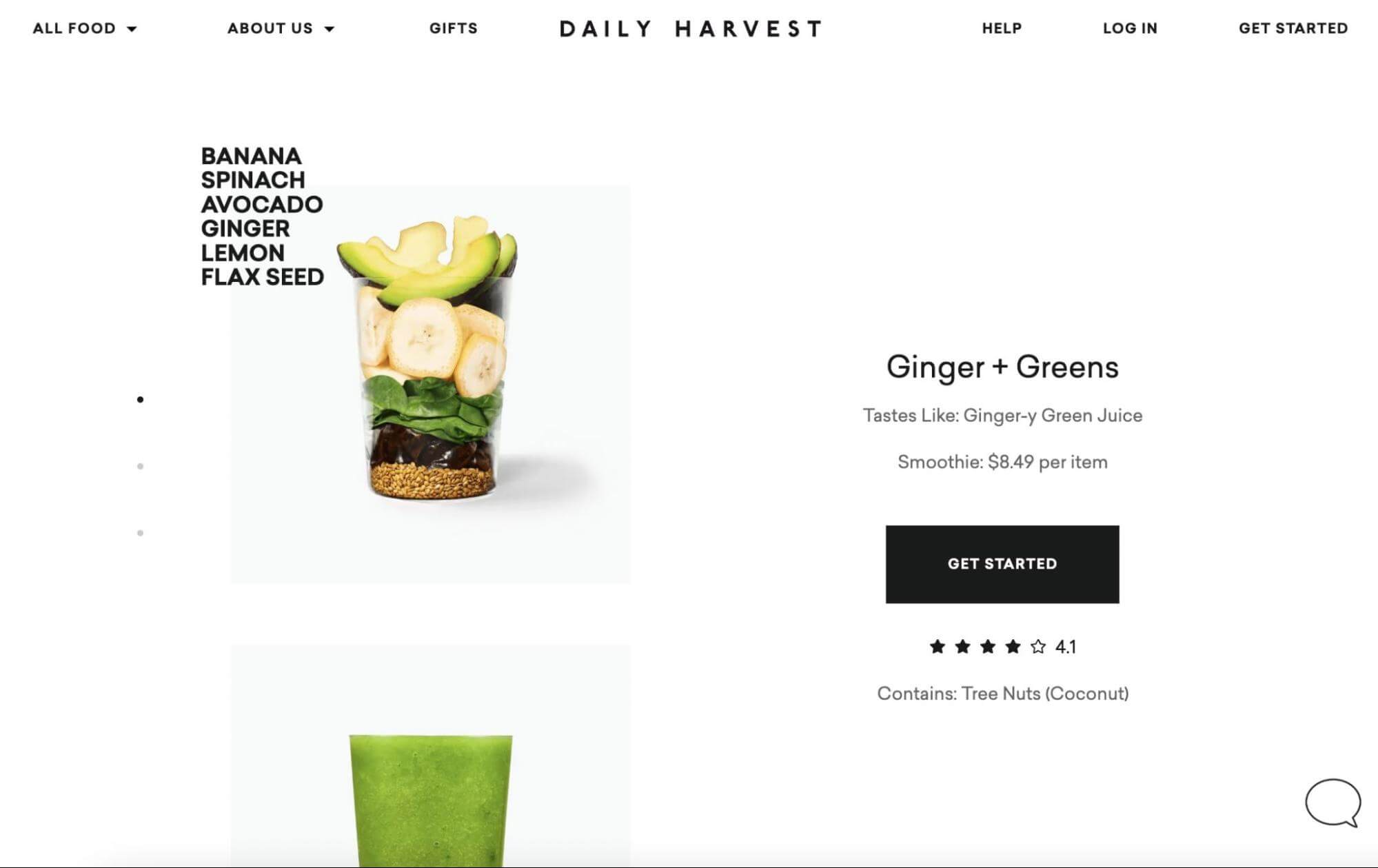 Daily Harvest landing page