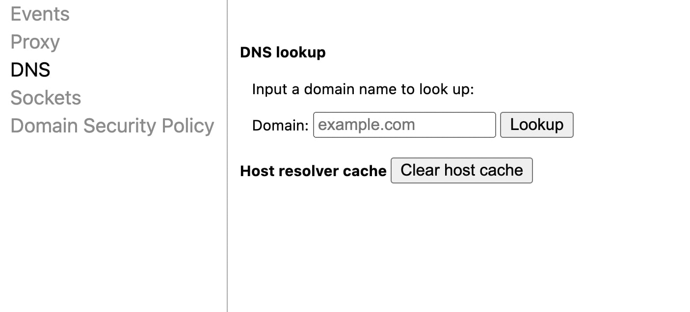 Clear browser DNS