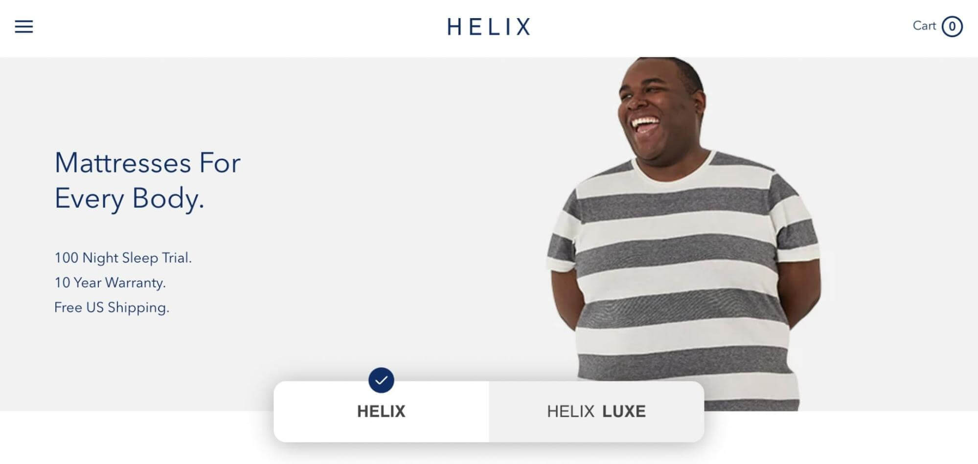 Helix mattresses landing page