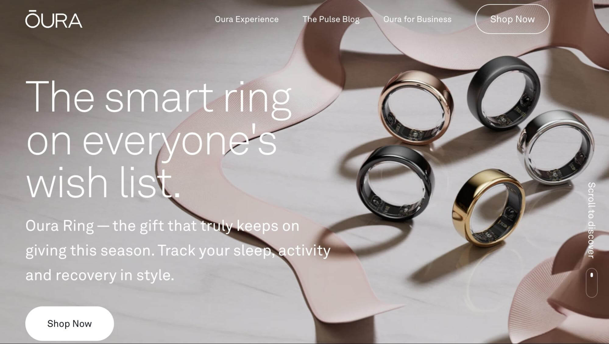 Oura Ring landing page