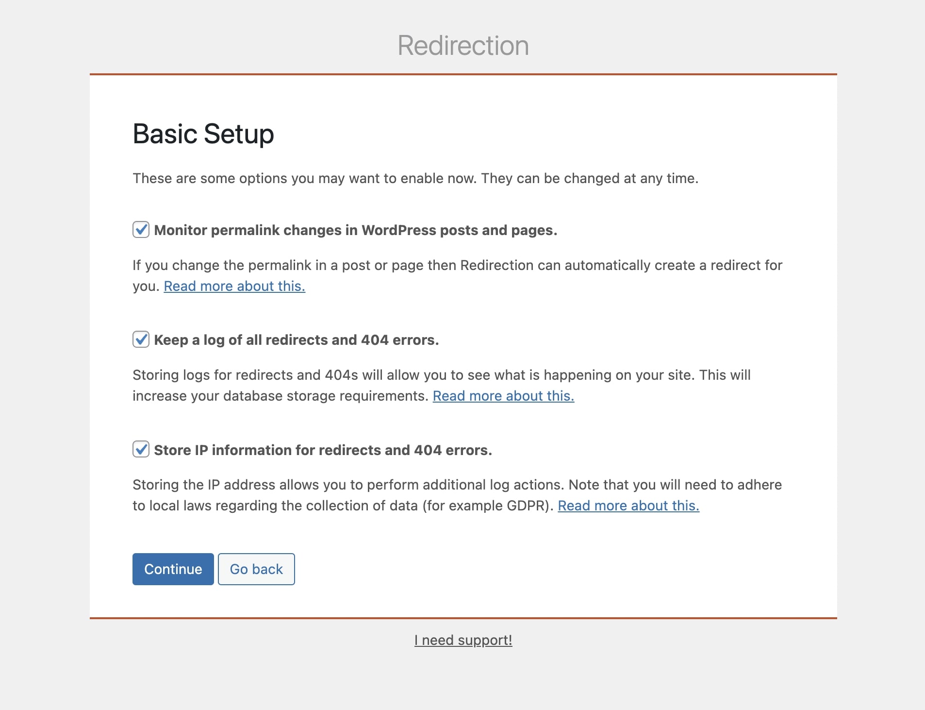 Redirection plugin monitoring