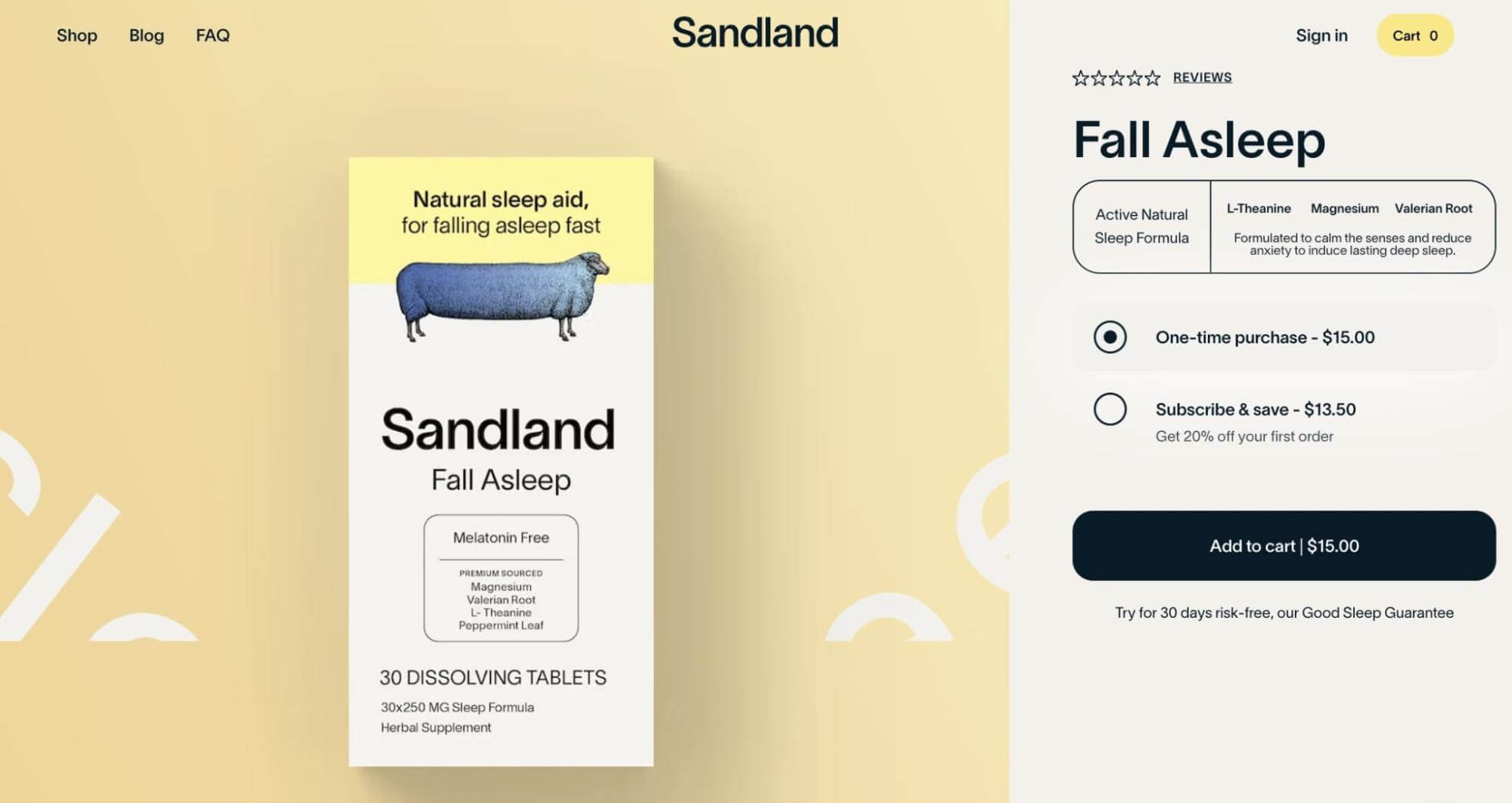 Sandland landing page