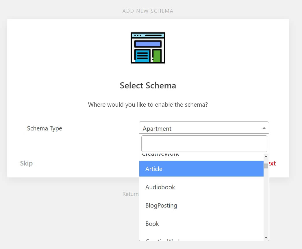 Configuring a schema type using a plugin