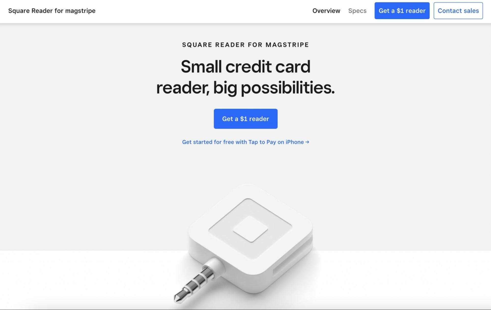 Square product landing page