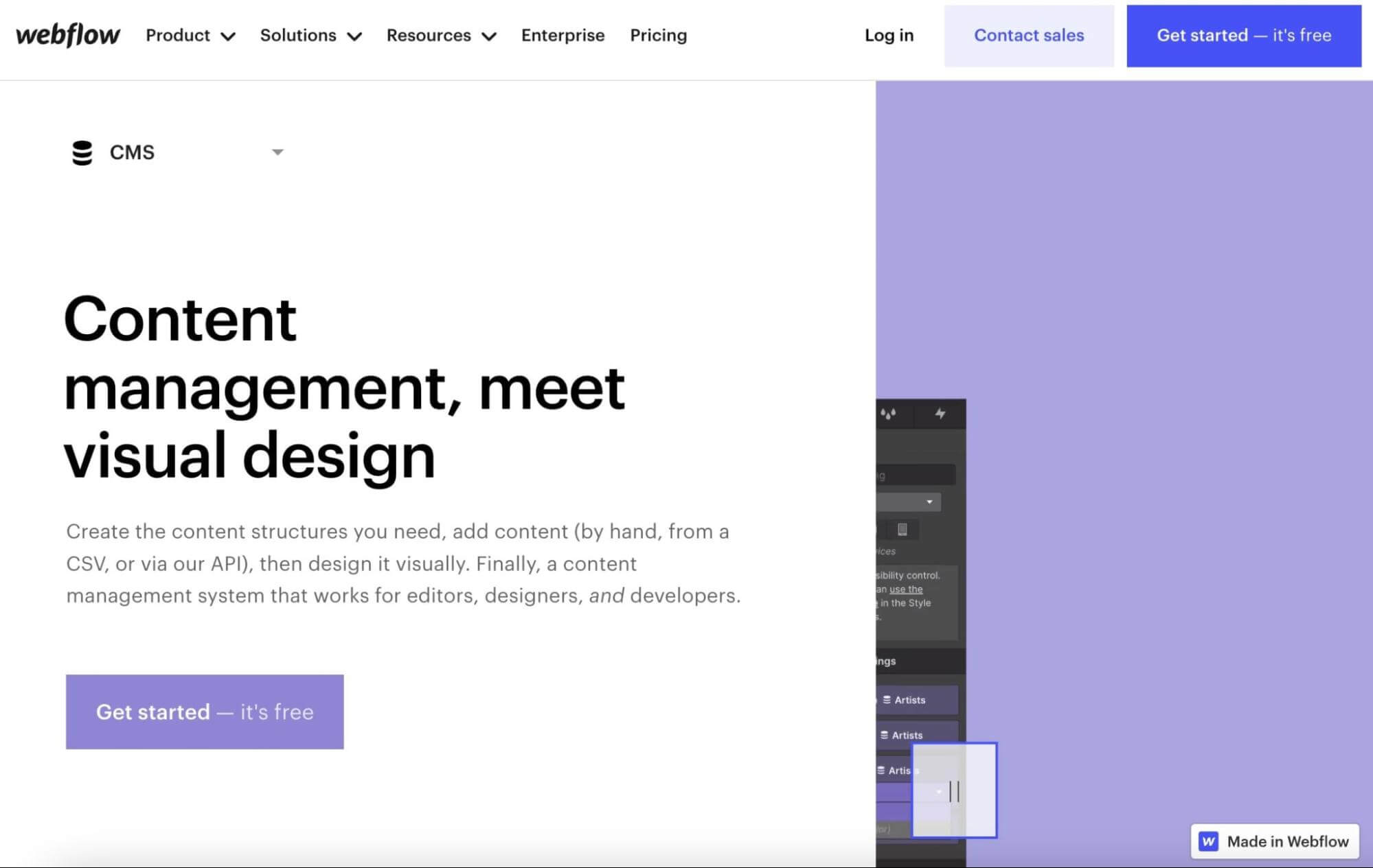 Webflow landing page