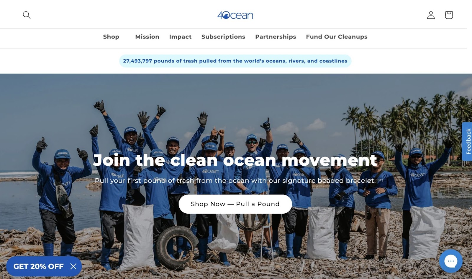 4Ocean call to action (CTA) example