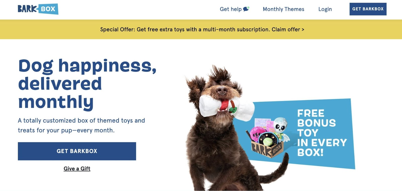 call to action (CTA) example from BarkBox