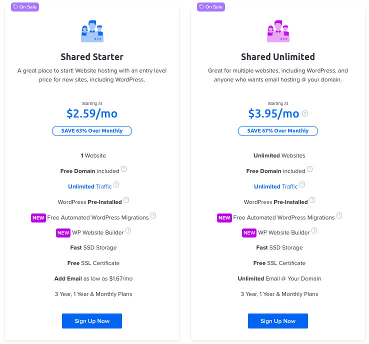 DreamHost Shared hosting plans