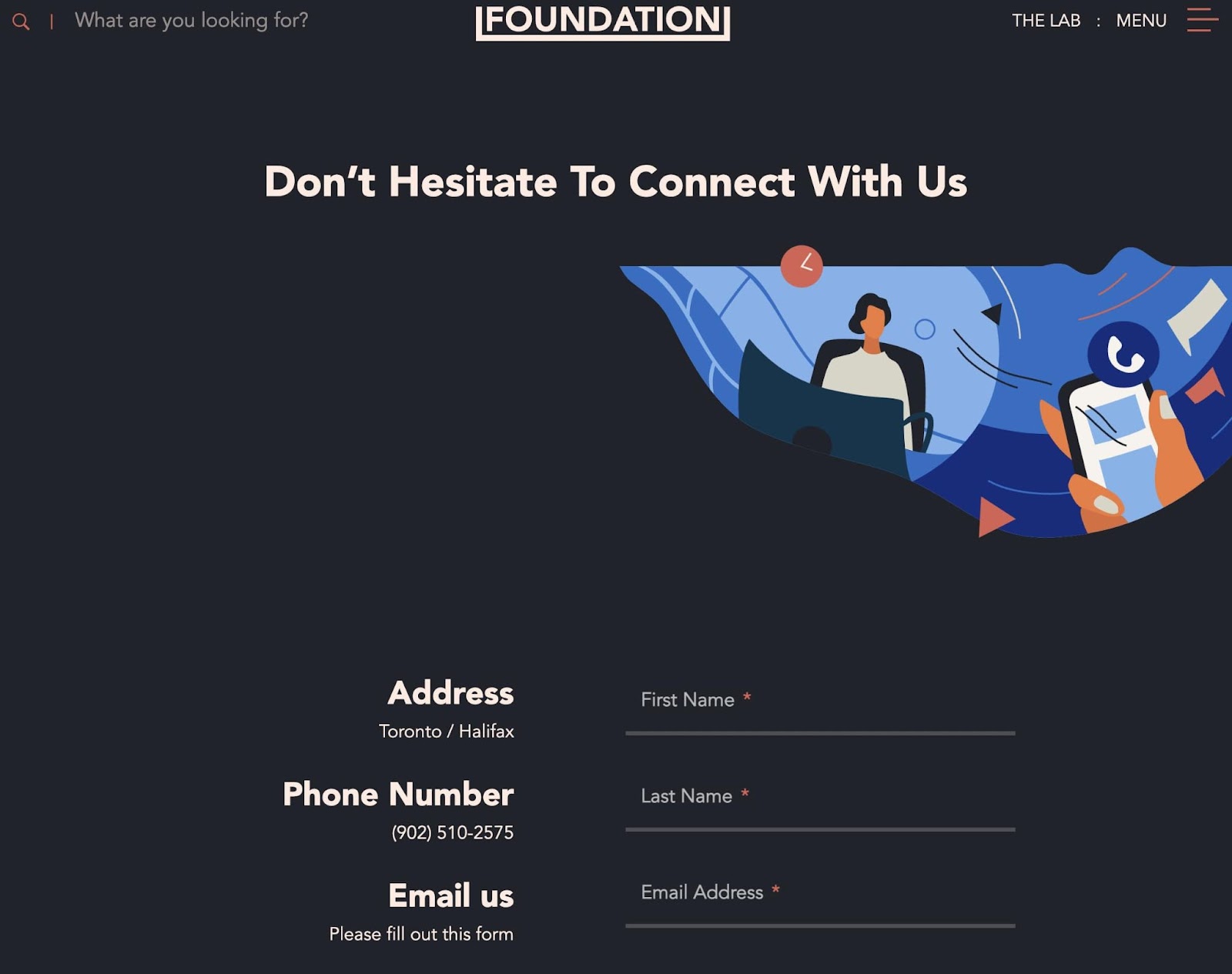 Foundation contact page