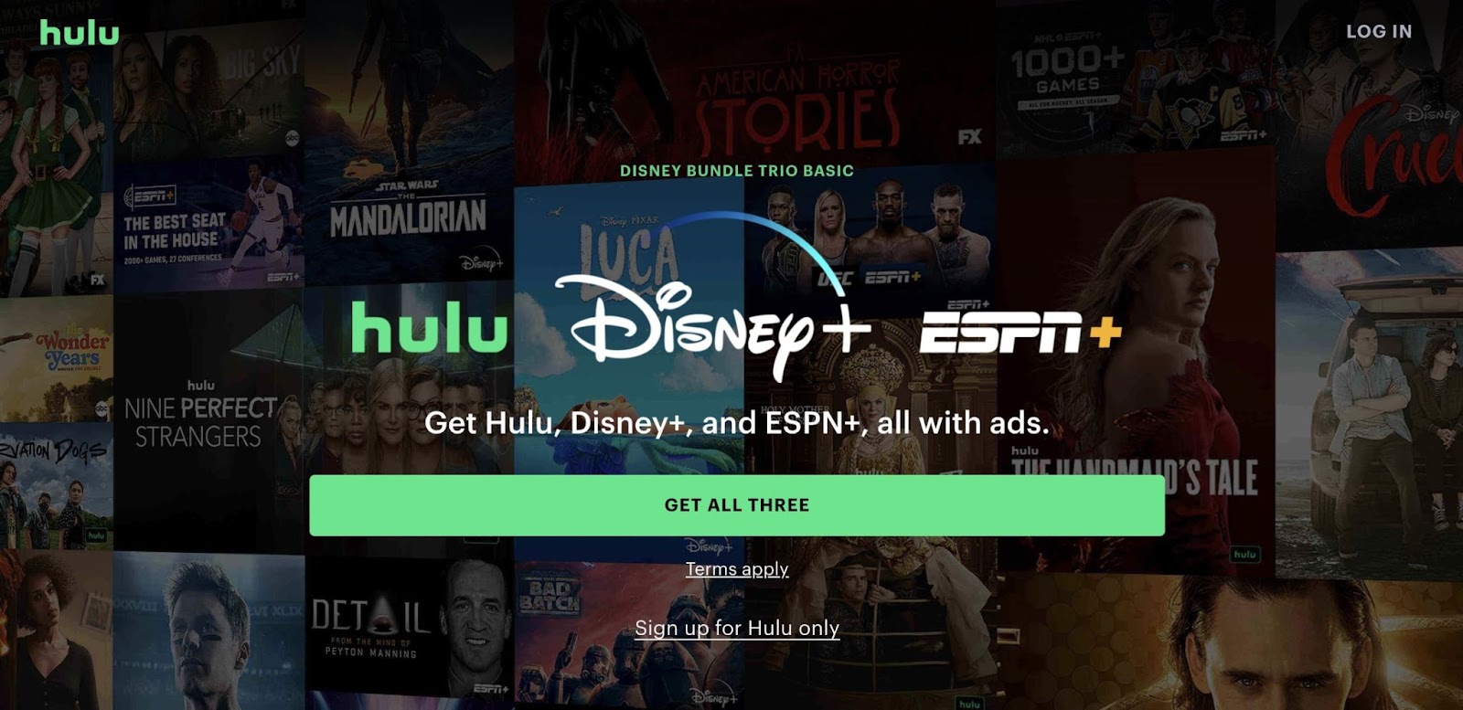 Hulu call to action (CTA) example