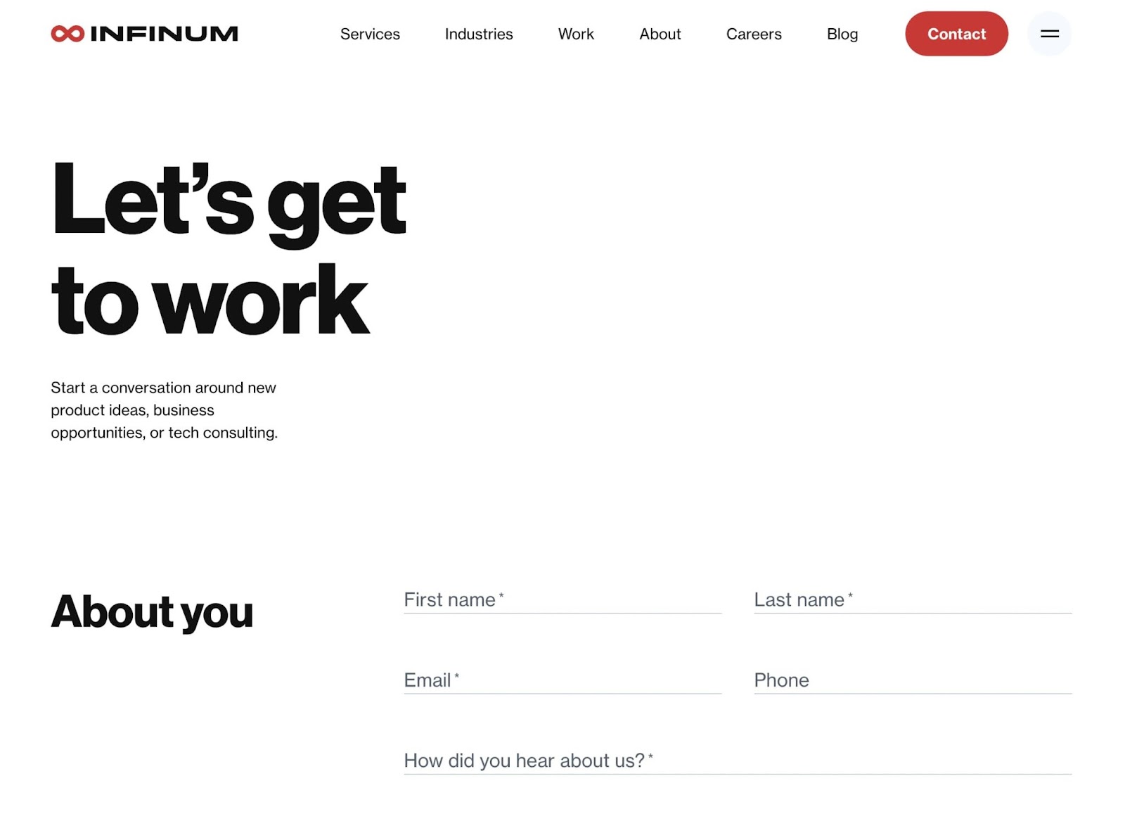 Infinum contact page