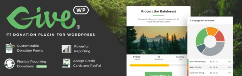 El plugin de WordPress GiveWP para aceptar donaciones.