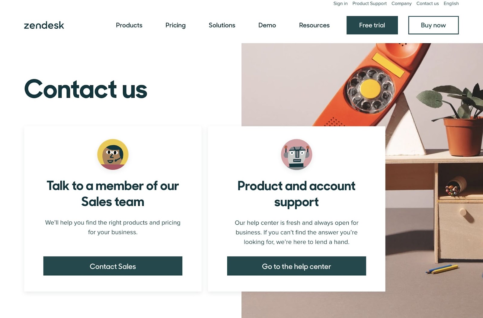 Zendesk contact page