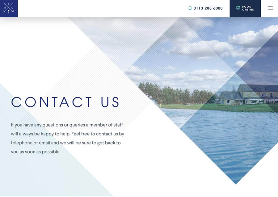 Página de contacto del Leeds Golf Centre