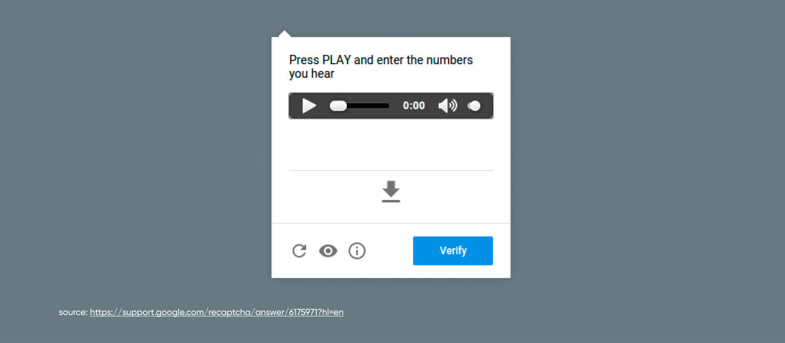 Example of audio-based CAPTCHAs