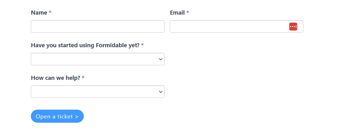 A contact form with custom fields.