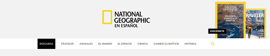 Menú principal de navegación National Geographic