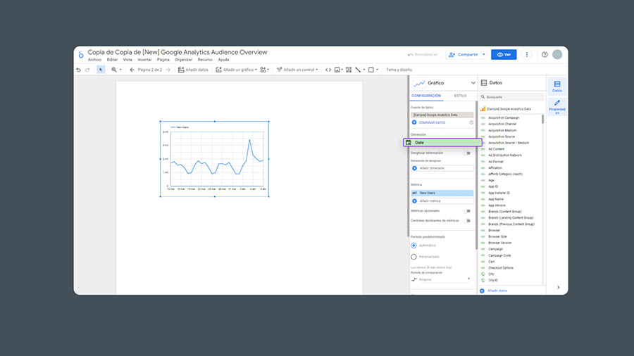 Configurando dimension de datos 