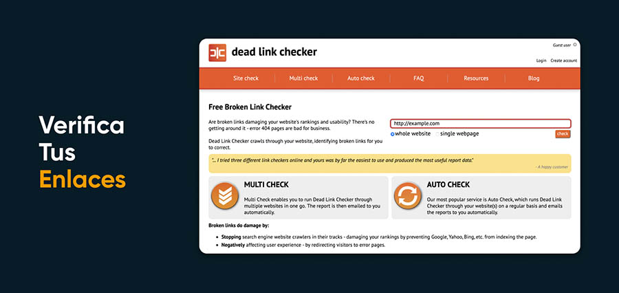 Herramienta de verificación de enlaces muertos Dead Link Checker