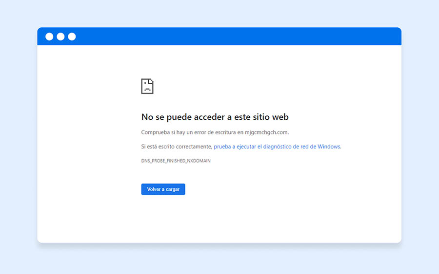 Error DNS_PROBE_FINISHED_NXDOMAIN