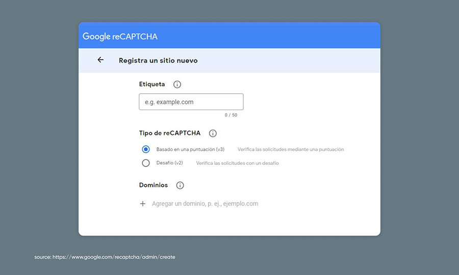 Formulario inscripción Google Captcha