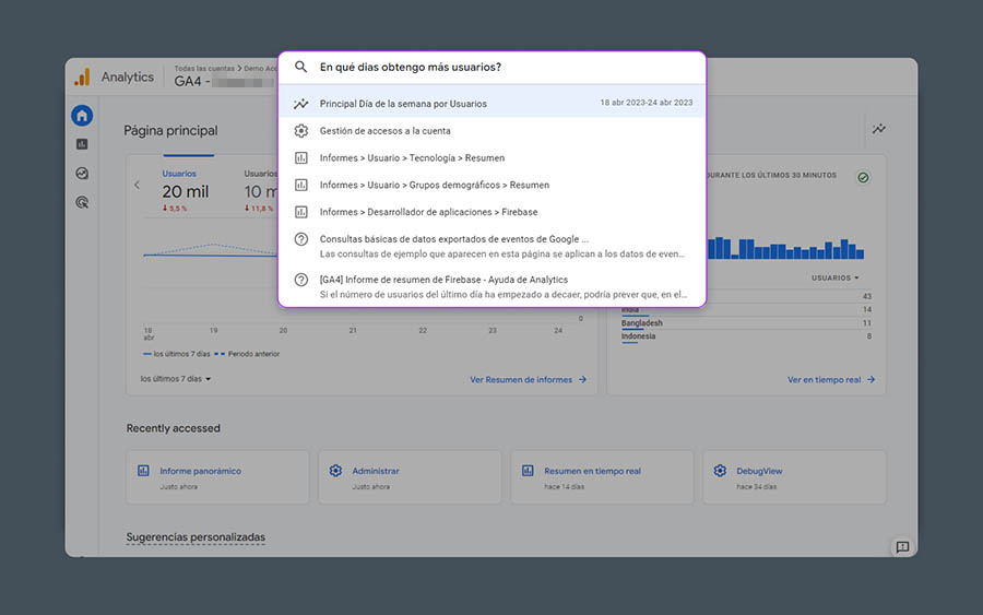 Haciendo una pregunta en la Barra de Búsqueda