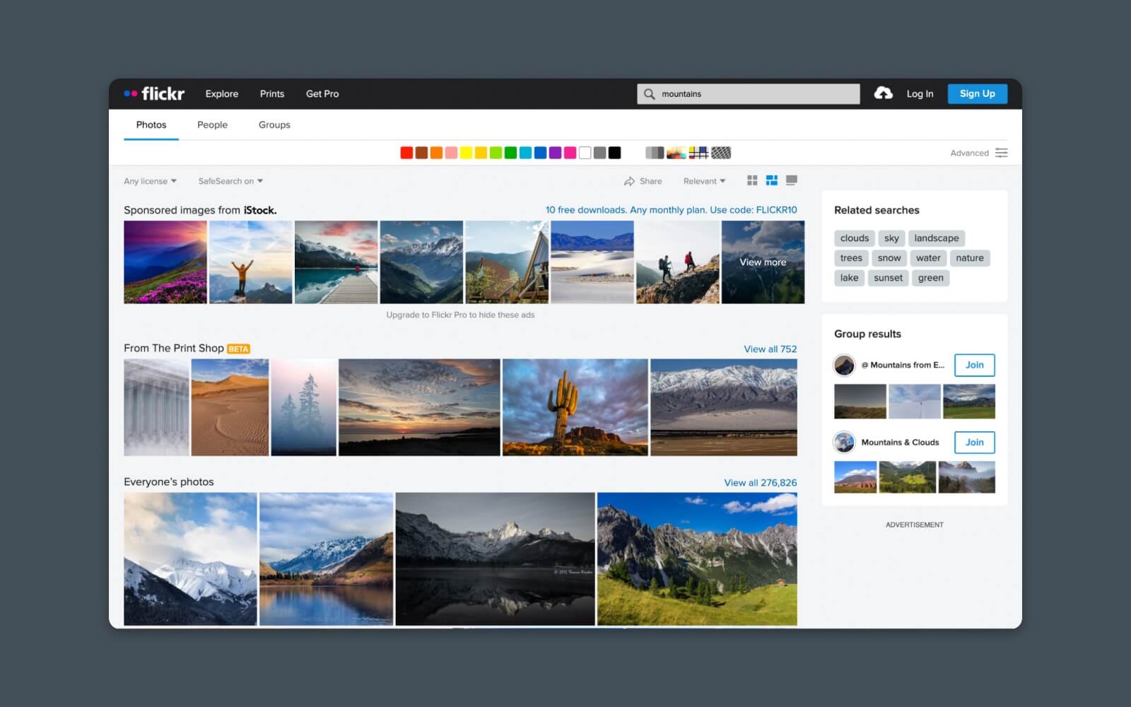 Screenshot of Flickr Image Search