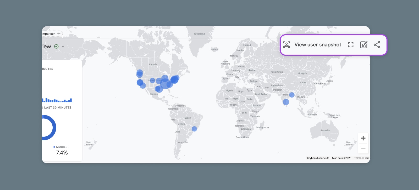 GA4 Realtime reporting dashboard - View user snapshot