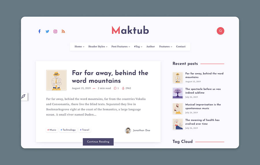 Página de inicio de Maktub