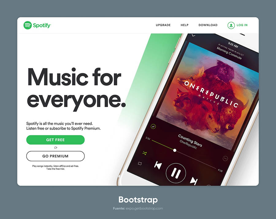 Framework Bootstrap en Spotify.