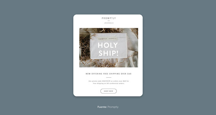 Ejemplo de un correo de anuncio de un nuevo producto