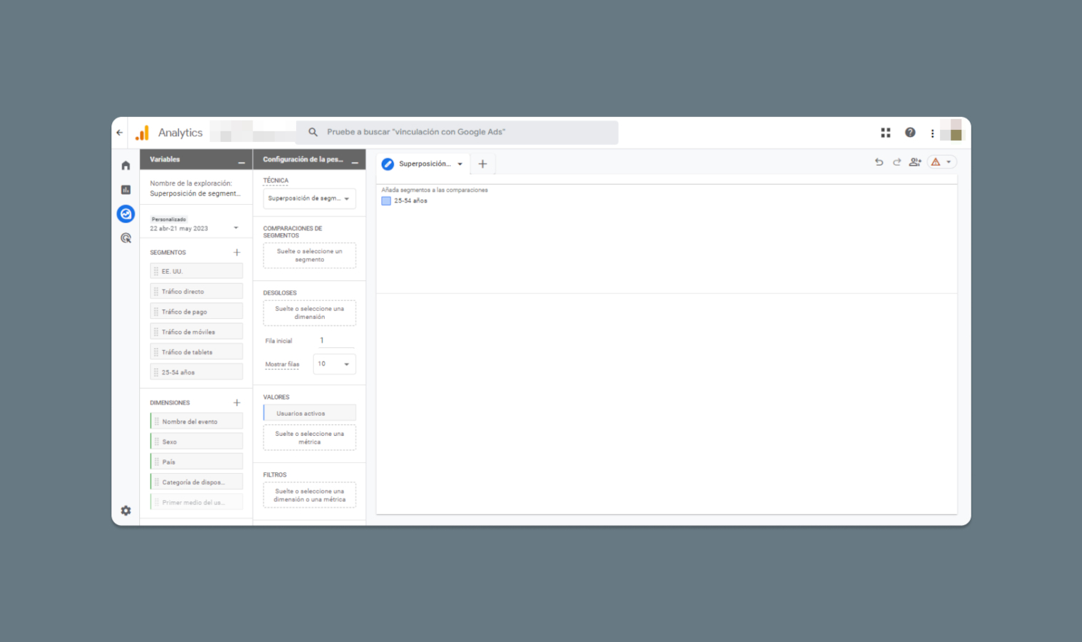 Reporte en la galería de exploraciones GA4